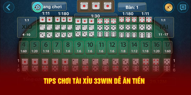 Tips chơi tài xỉu 33win dễ ăn tiền 